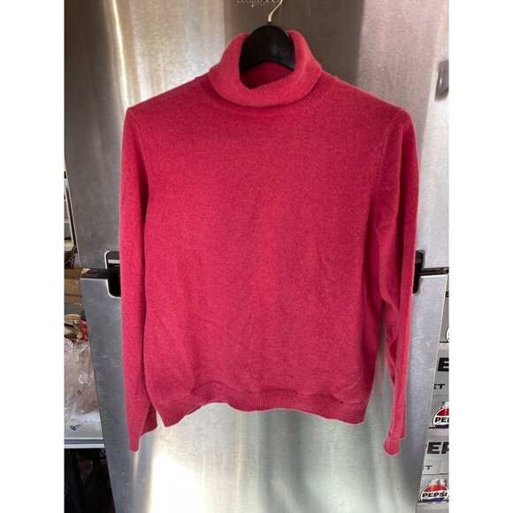VINTAGE Lands End Women's Pink ‎ Cashmere Turtleneck Sweater M 10-12 P - Picture 1 of 11
